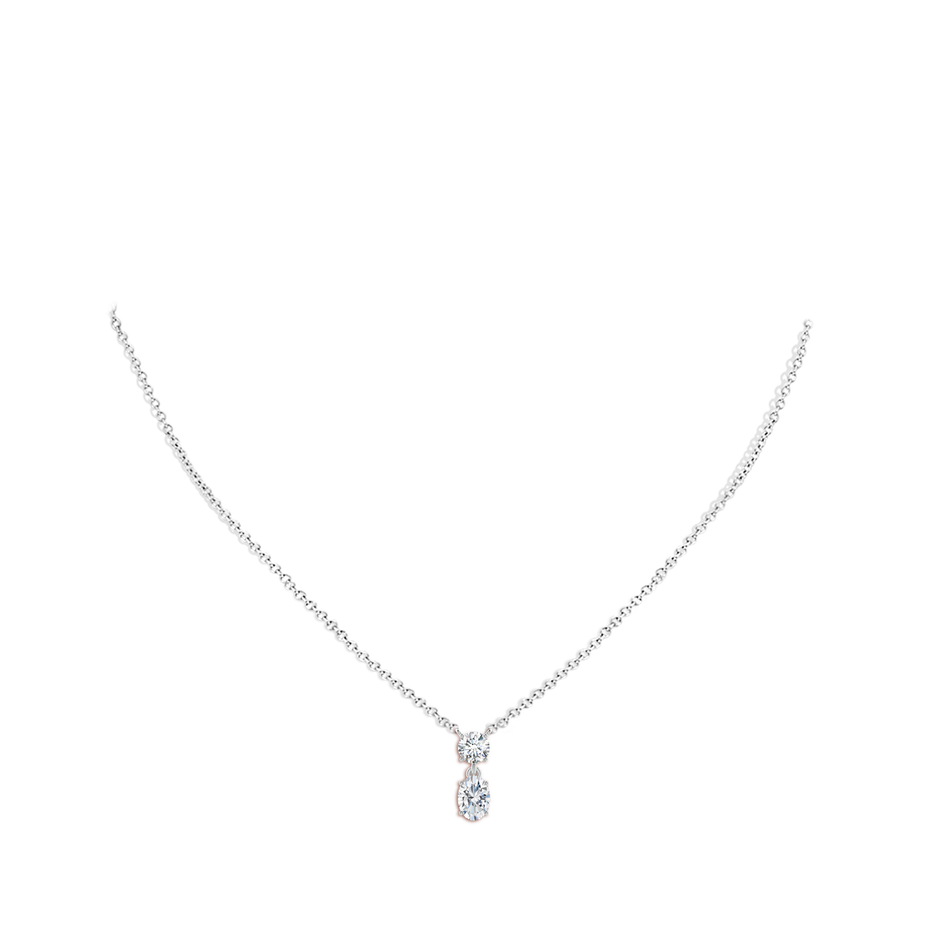 7.3x5.2mm FGVS Lab-Grown Solitaire Oval Diamond Drop Pendant with Accent in 18K White Gold pen