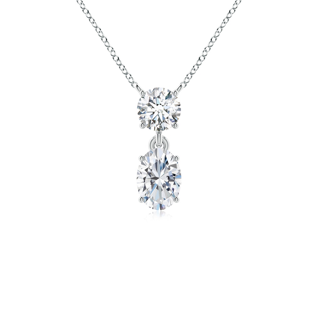 7.3x5.2mm FGVS Lab-Grown Solitaire Oval Diamond Drop Pendant with Accent in P950 Platinum