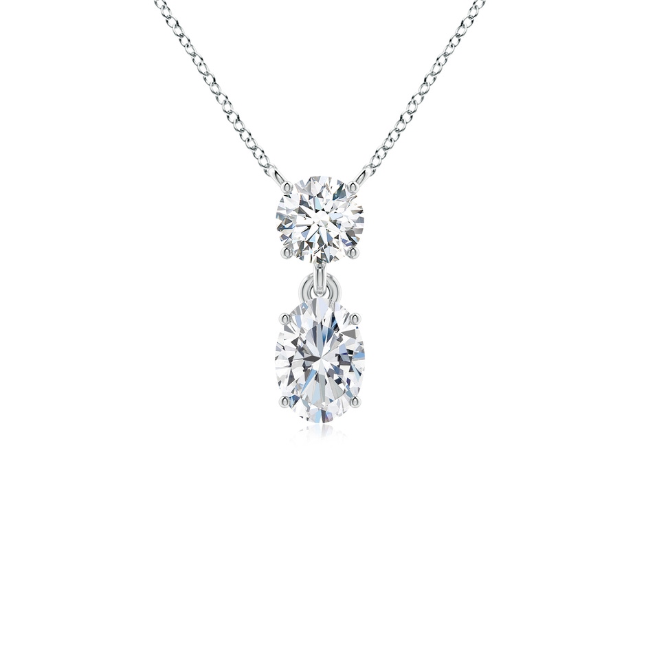 7.3x5.2mm FGVS Lab-Grown Solitaire Oval Diamond Drop Pendant with Accent in P950 Platinum 
