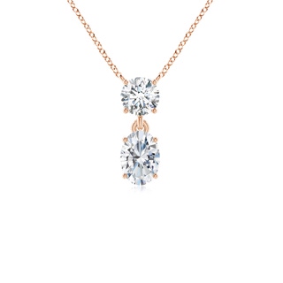 7.3x5.2mm FGVS Lab-Grown Solitaire Oval Diamond Drop Pendant with Accent in Rose Gold