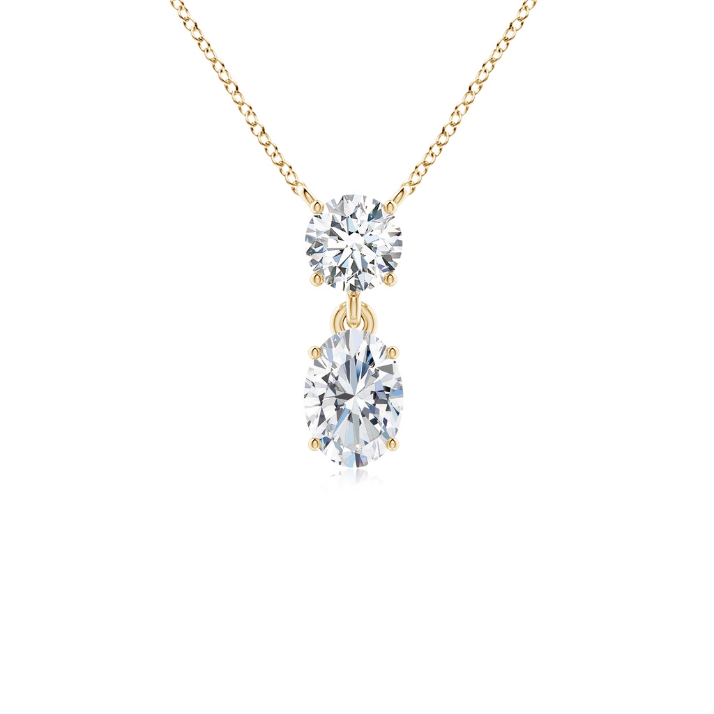 7.3x5.2mm FGVS Lab-Grown Solitaire Oval Diamond Drop Pendant with Accent in Yellow Gold