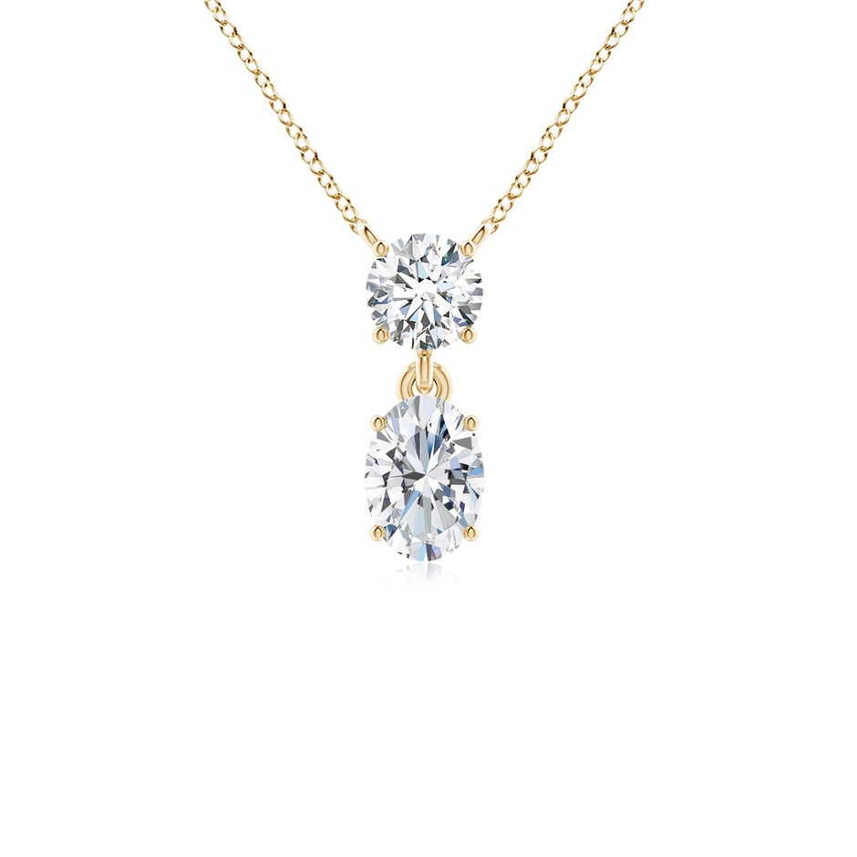 7.3x5.2mm FGVS Lab-Grown Solitaire Oval Diamond Drop Pendant with Accent in Yellow Gold 