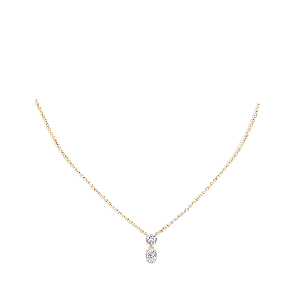 7.3x5.2mm FGVS Lab-Grown Solitaire Oval Diamond Drop Pendant with Accent in Yellow Gold pen