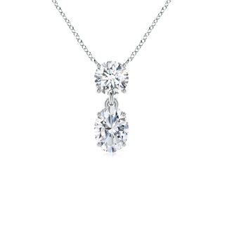 7.7x5.7mm FGVS Lab-Grown Solitaire Oval Diamond Drop Pendant with Accent in P950 Platinum