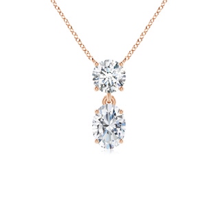 7.7x5.7mm FGVS Lab-Grown Solitaire Oval Diamond Drop Pendant with Accent in Rose Gold