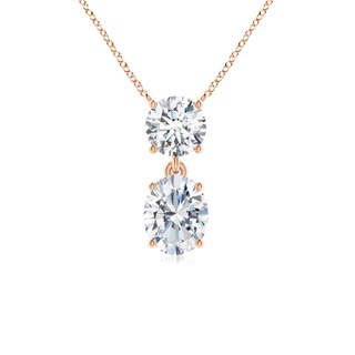 8.5x6.5mm FGVS Lab-Grown Solitaire Oval Diamond Drop Pendant with Accent in 18K Rose Gold