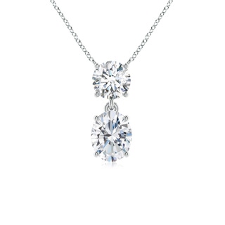 8.5x6.5mm FGVS Lab-Grown Solitaire Oval Diamond Drop Pendant with Accent in P950 Platinum