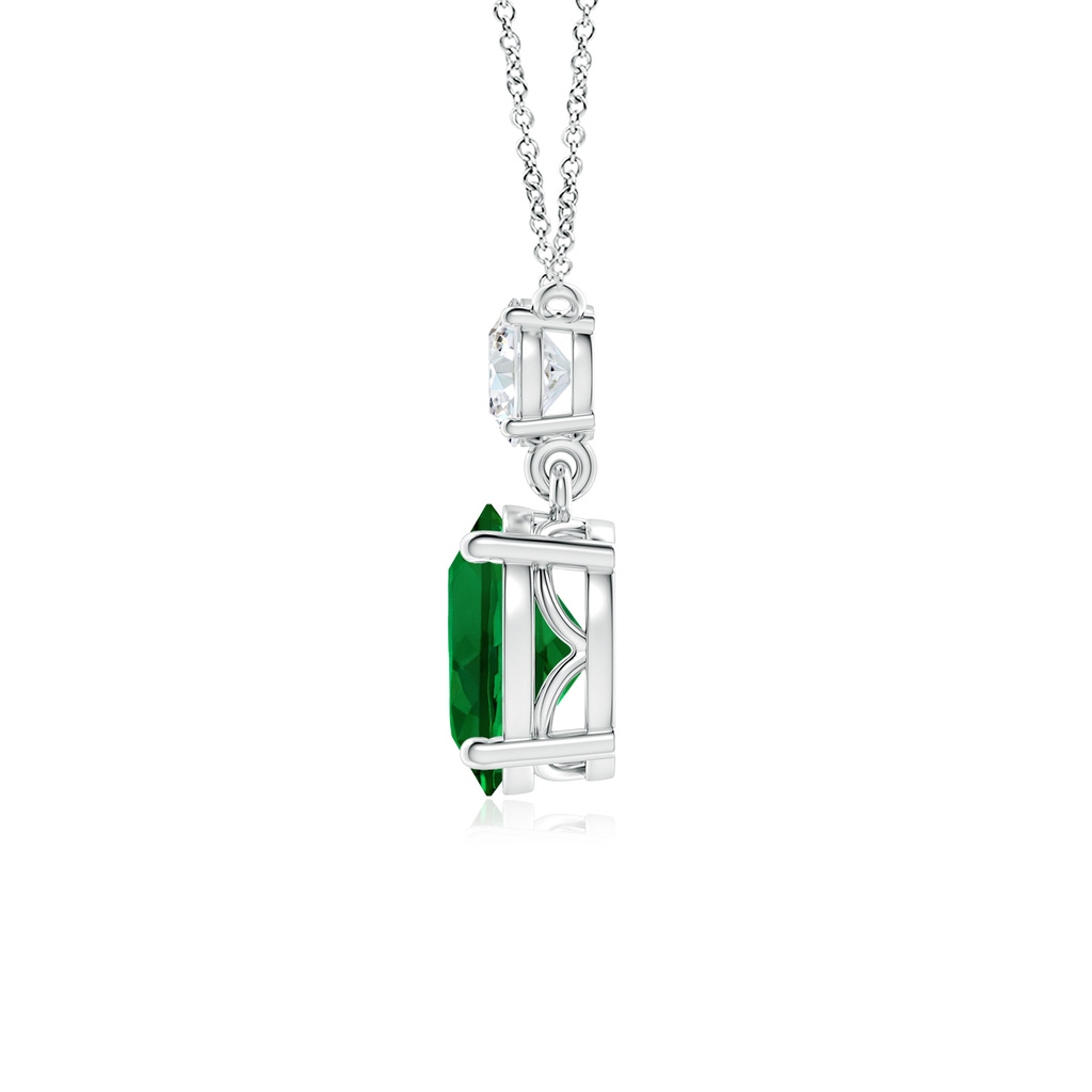 10x8mm Labgrown Lab-Grown Solitaire Oval Emerald Drop Pendant with Lab Diamond Accent in White Gold Side 199