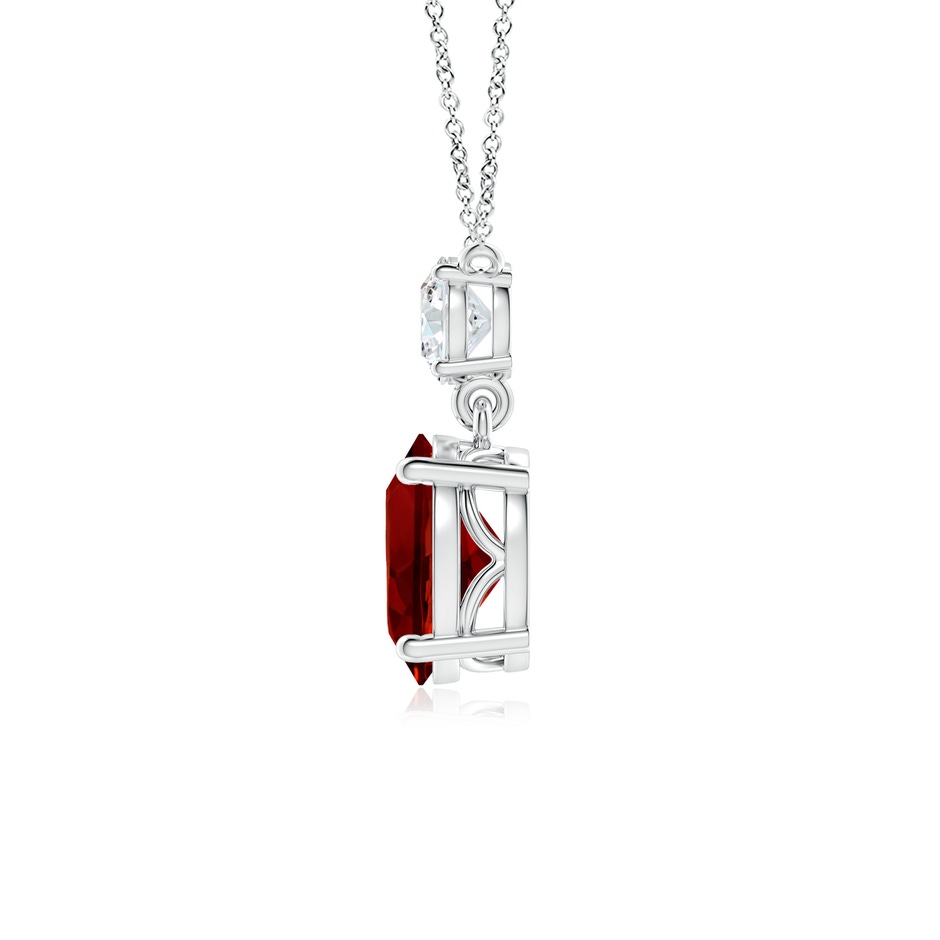 10x8mm Labgrown Lab-Grown Solitaire Oval Ruby Drop Pendant with Lab Diamond Accent in White Gold Side 199