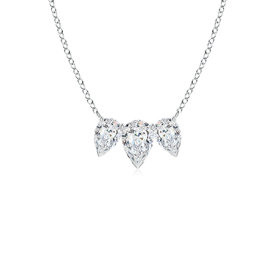 6x4mm FGVS Lab-Grown Pear Diamond Three Stone Pendant in White Gold 