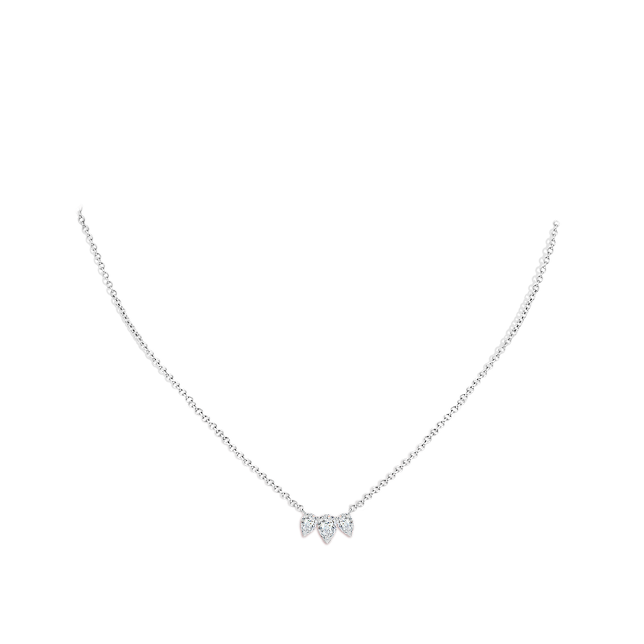 6x4mm FGVS Lab-Grown Pear Diamond Three Stone Pendant in White Gold pen