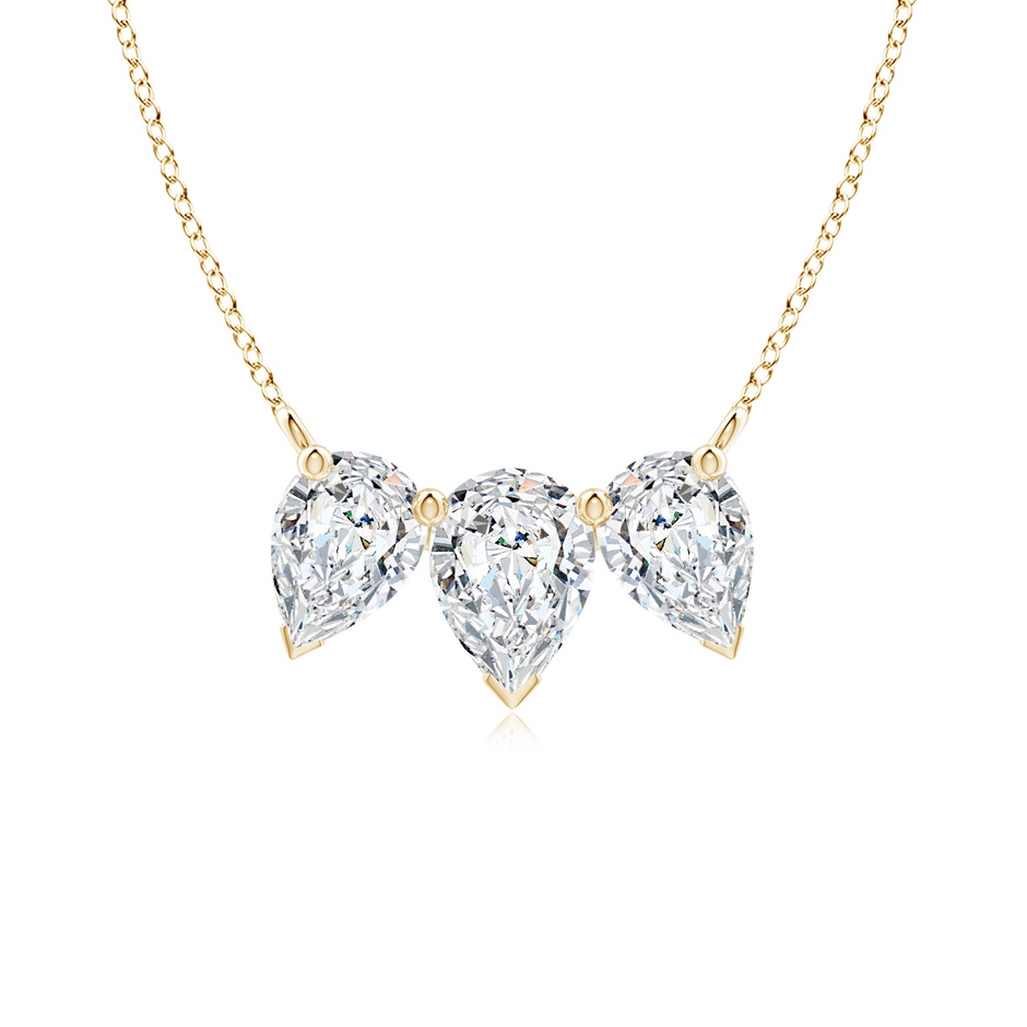 7.7x5.7mm FGVS Lab-Grown Pear Diamond Three Stone Pendant in 18K Yellow Gold 