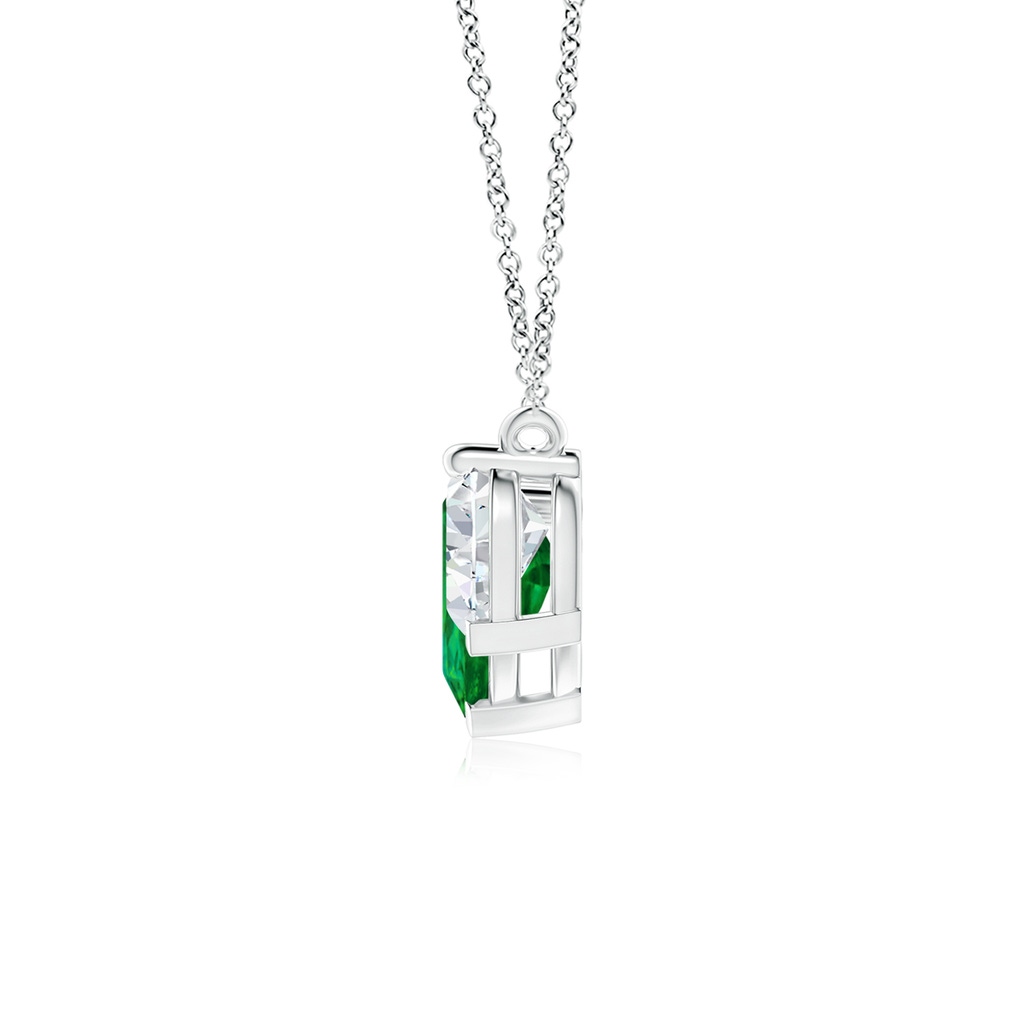 9x7mm Labgrown Lab-Grown Pear Emerald Three Stone Pendant in White Gold Side 199