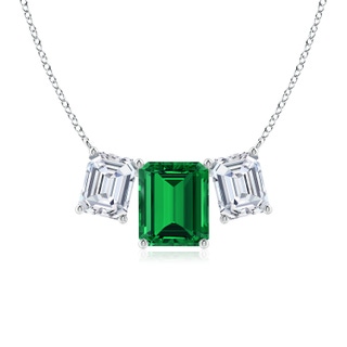 12x10mm Labgrown Lab-Grown Emerald-Cut Emerald Three Stone Pendant in P950 Platinum