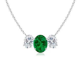 9x7mm Labgrown Lab-Grown Oval Emerald Three Stone Pendant in P950 Platinum