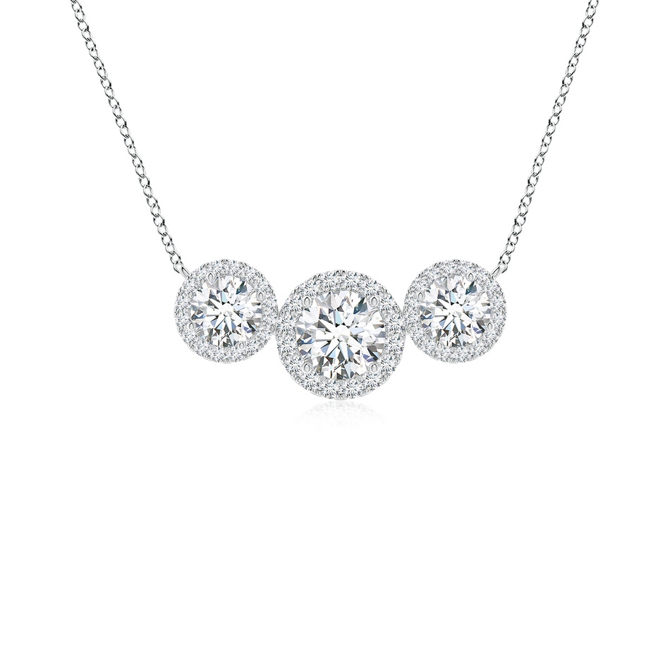 5mm FGVS Lab-Grown Three Stone Round Diamond Halo Pendant in White Gold 