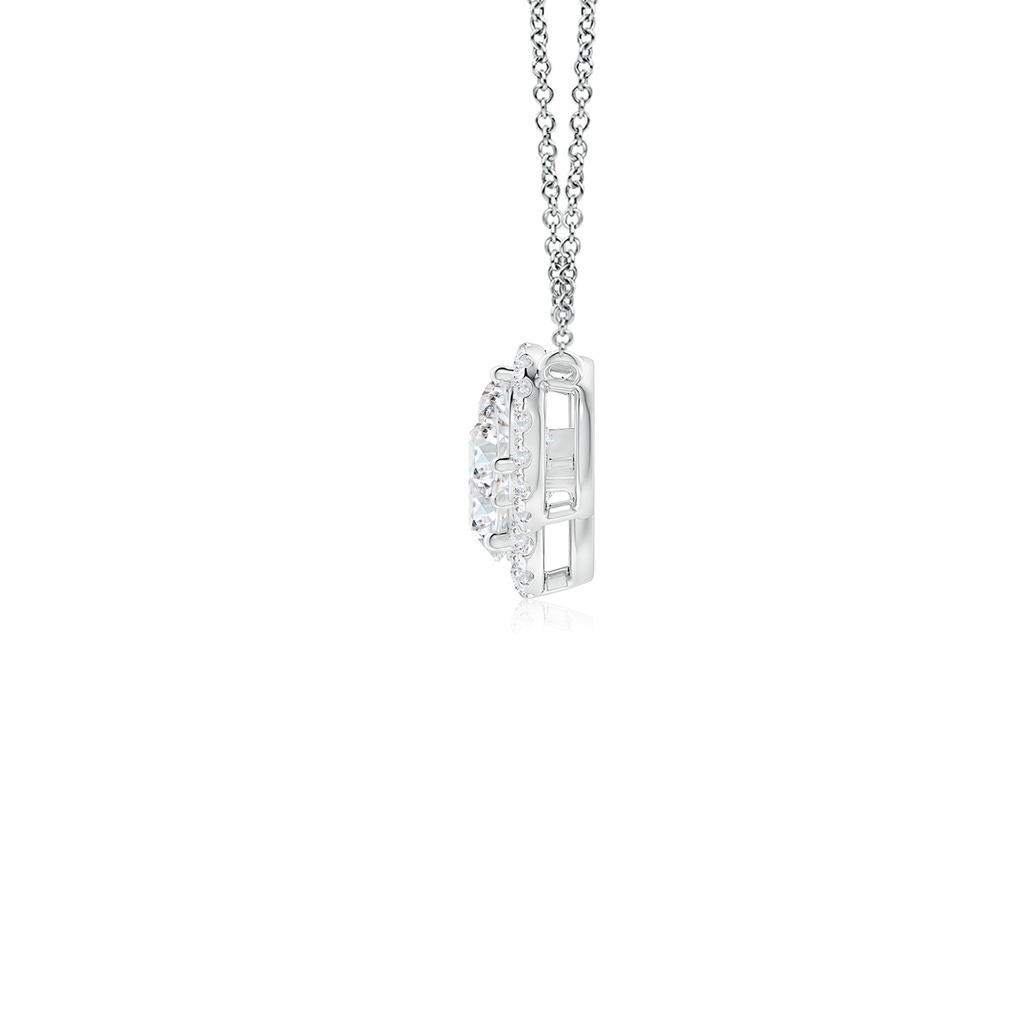 5mm FGVS Lab-Grown Three Stone Round Diamond Halo Pendant in White Gold - side 199