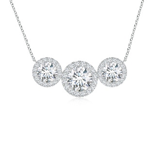 6mm FGVS Lab-Grown Three Stone Round Diamond Halo Pendant in P950 Platinum