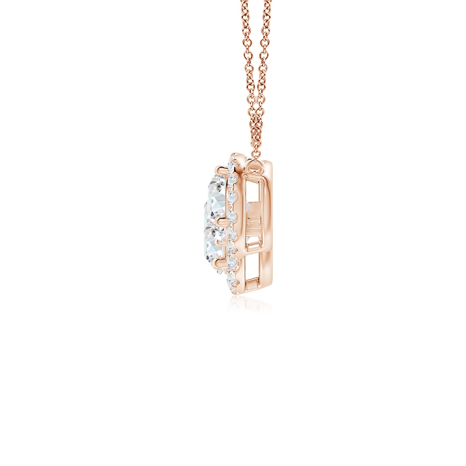6mm FGVS Lab-Grown Three Stone Round Diamond Halo Pendant in Rose Gold side 199