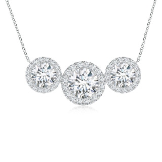 7mm FGVS Lab-Grown Three Stone Round Diamond Halo Pendant in P950 Platinum