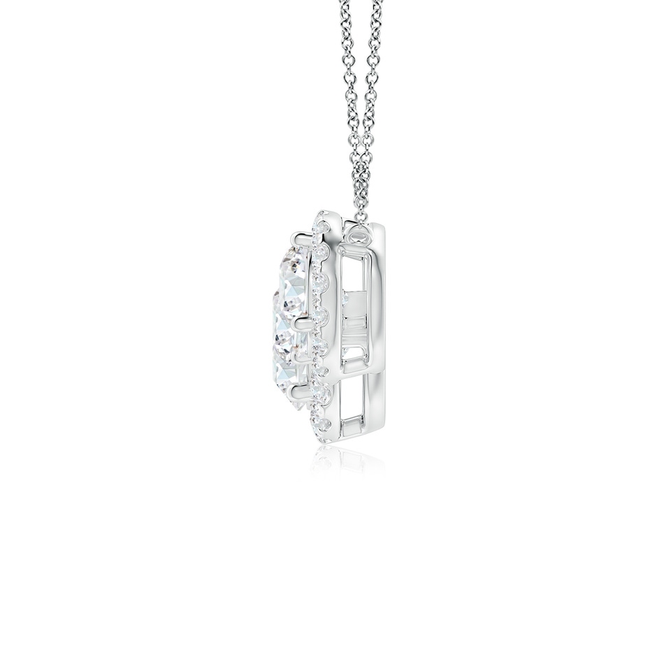 7mm FGVS Lab-Grown Three Stone Round Diamond Halo Pendant in White Gold side 199