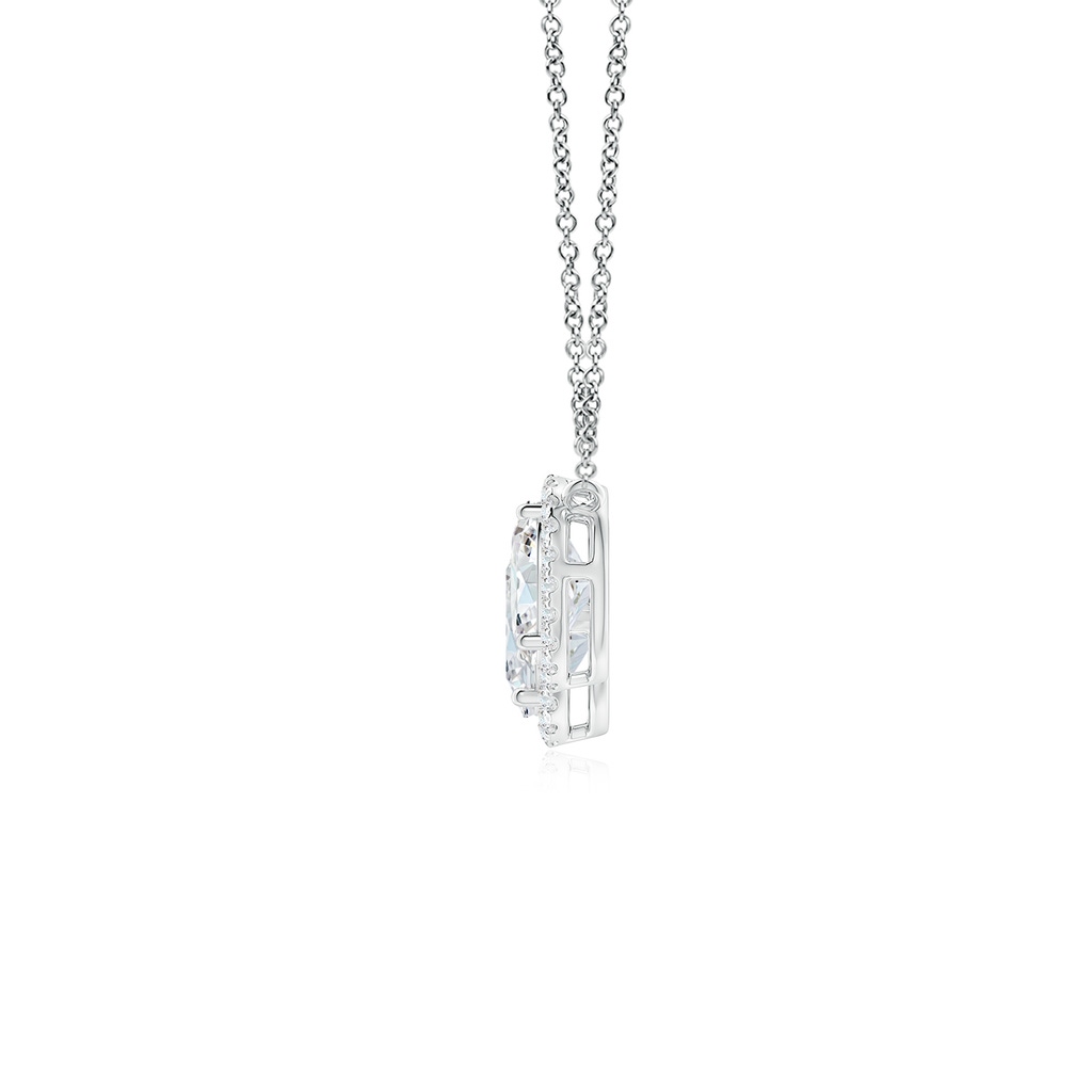 7x5mm FGVS Lab-Grown Three Stone Oval Diamond Halo Pendant in P950 Platinum - side 199