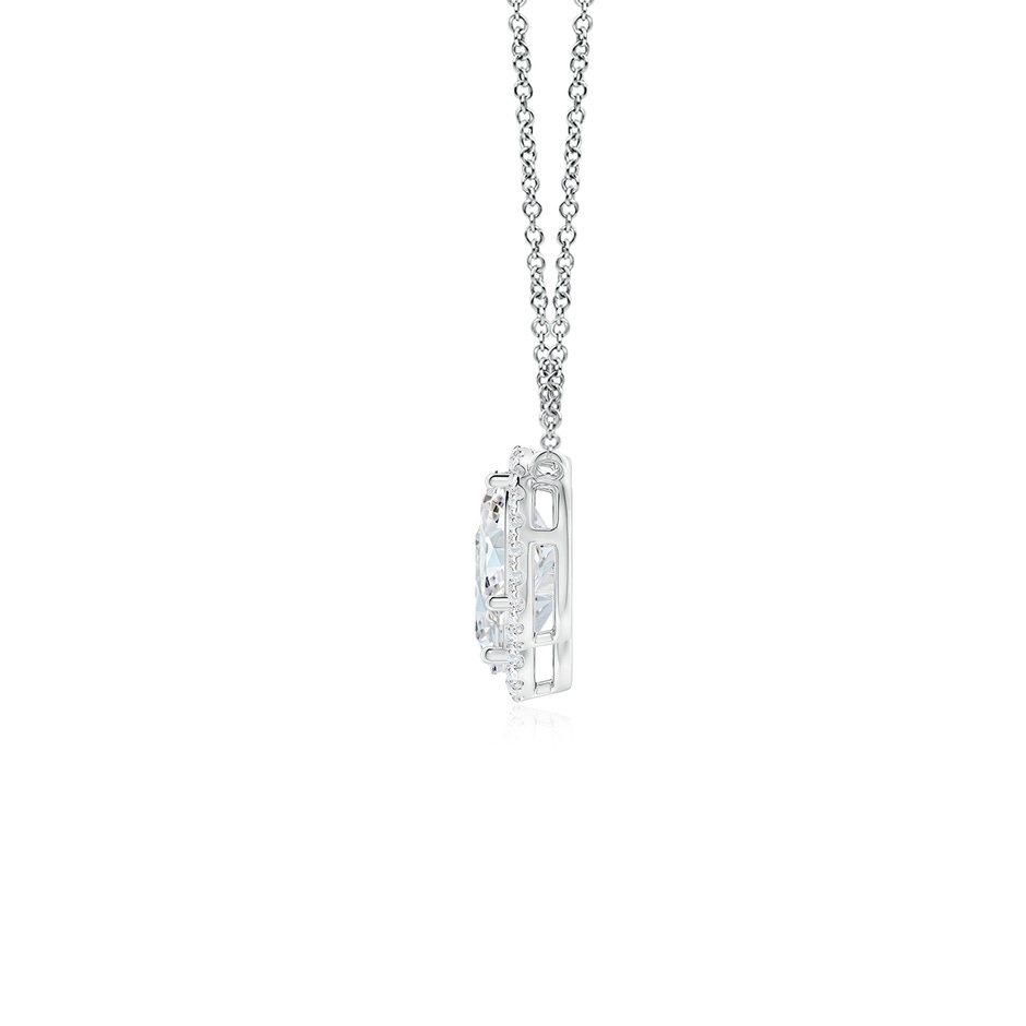 7x5mm FGVS Lab-Grown Three Stone Oval Diamond Halo Pendant in White Gold side 199