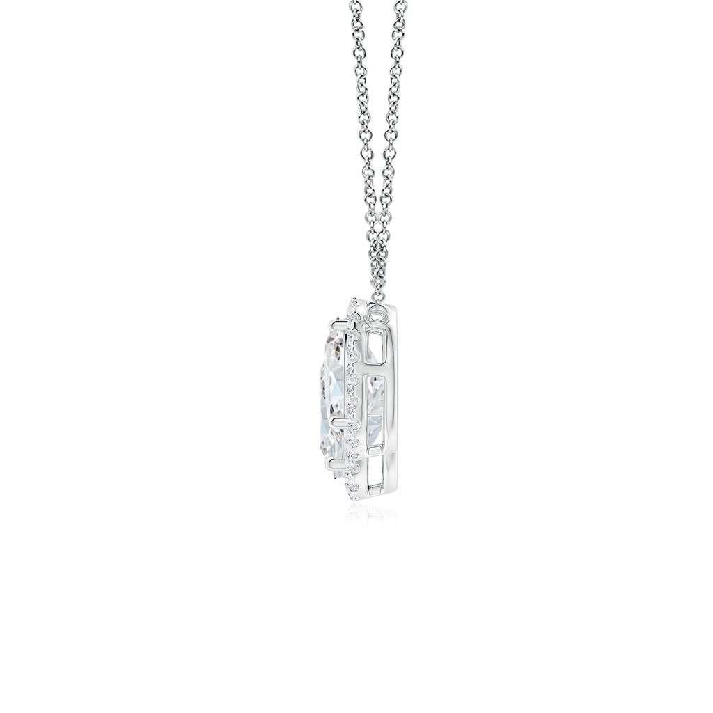 8x6mm FGVS Lab-Grown Three Stone Oval Diamond Halo Pendant in P950 Platinum - side 199