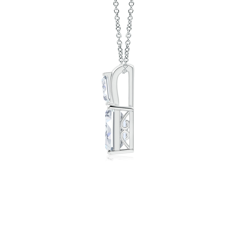 7x5mm FGVS Lab-Grown Emerald-Cut Diamond Pendant with Baguette Accent in White Gold side 199