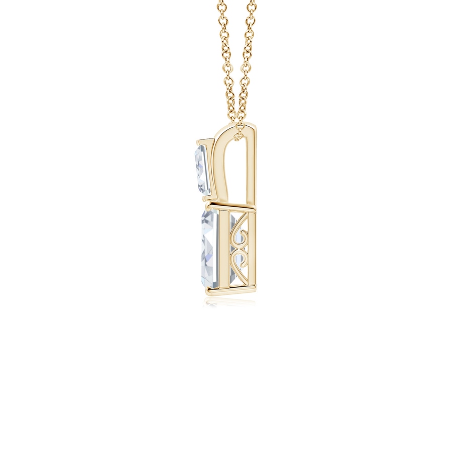 7x5mm FGVS Lab-Grown Emerald-Cut Diamond Pendant with Baguette Accent in Yellow Gold side 199