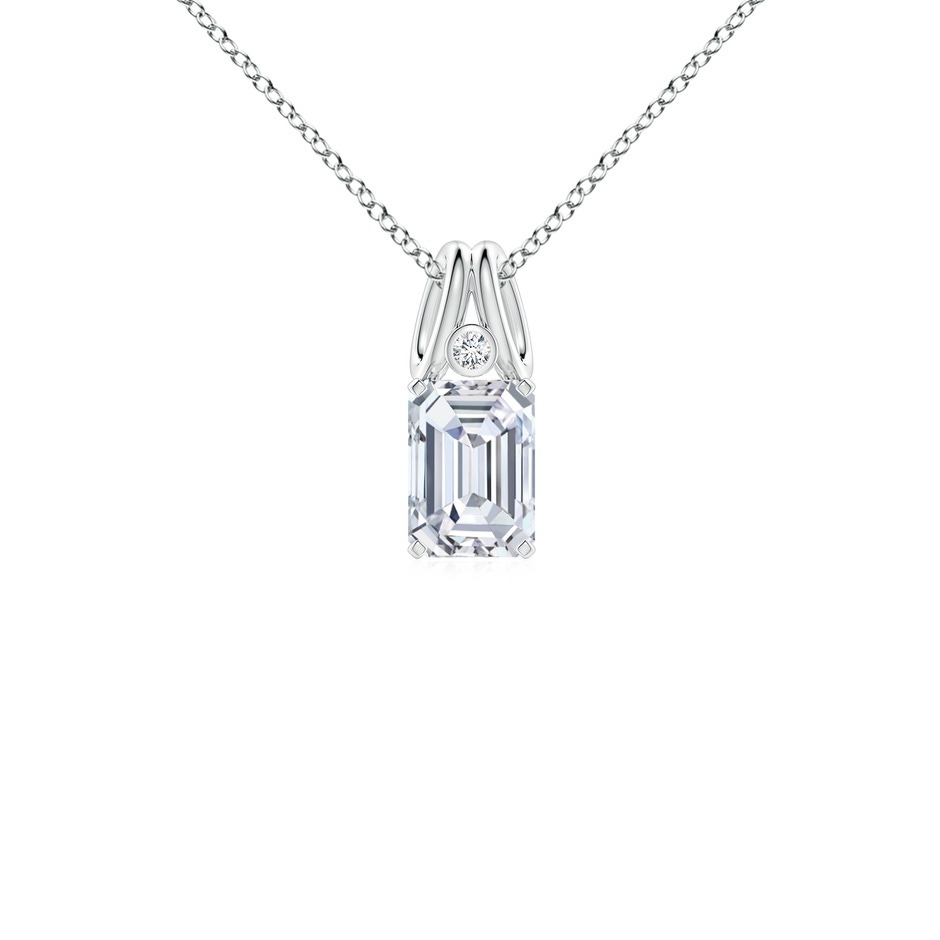 7x5mm FGVS Lab-Grown Emerald-Cut Diamond Pendant with Accent in White Gold 