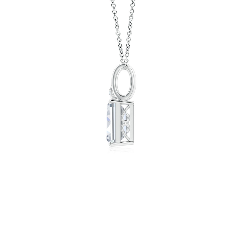 7x5mm FGVS Lab-Grown Emerald-Cut Diamond Pendant with Accent in White Gold side 199