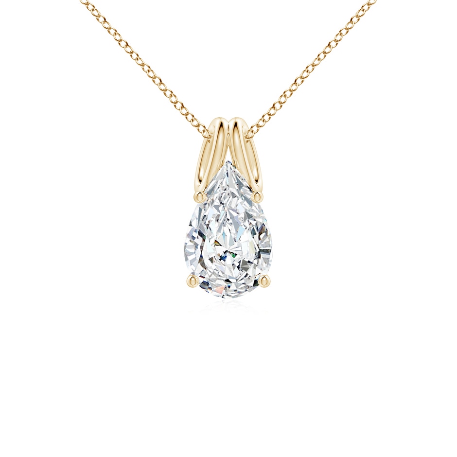 10x6.5mm FGVS Lab-Grown Pear-Shaped Diamond Solitaire Pendant in Yellow Gold 