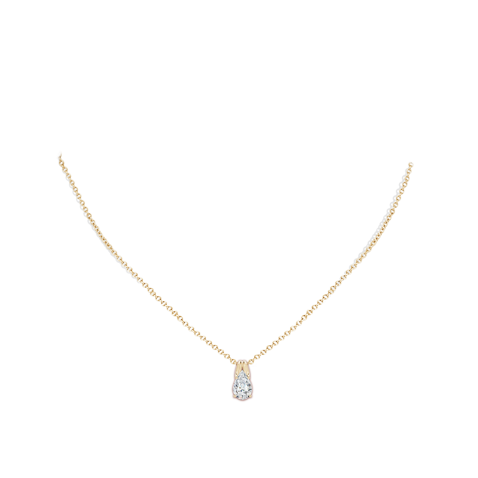 10x6.5mm FGVS Lab-Grown Pear-Shaped Diamond Solitaire Pendant in Yellow Gold pen