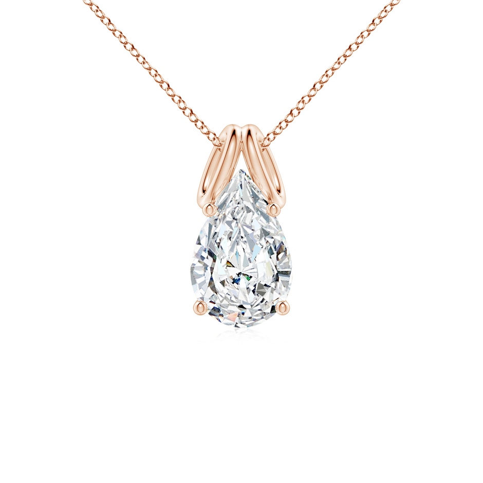 11x7mm FGVS Lab-Grown Pear-Shaped Diamond Solitaire Pendant in Rose Gold 