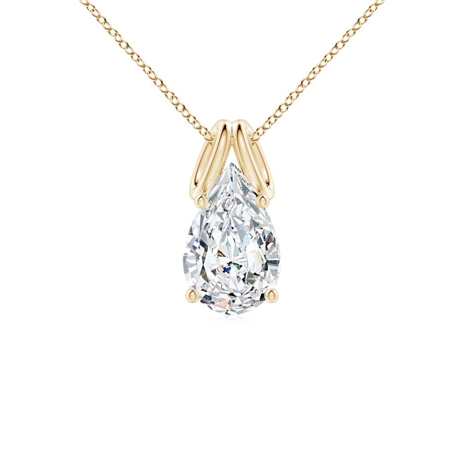 11x7mm FGVS Lab-Grown Pear-Shaped Diamond Solitaire Pendant in Yellow Gold 