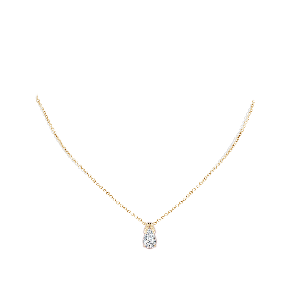 11x7mm FGVS Lab-Grown Pear-Shaped Diamond Solitaire Pendant in Yellow Gold pen