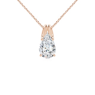 9x5.5mm FGVS Lab-Grown Pear-Shaped Diamond Solitaire Pendant in 9K Rose Gold