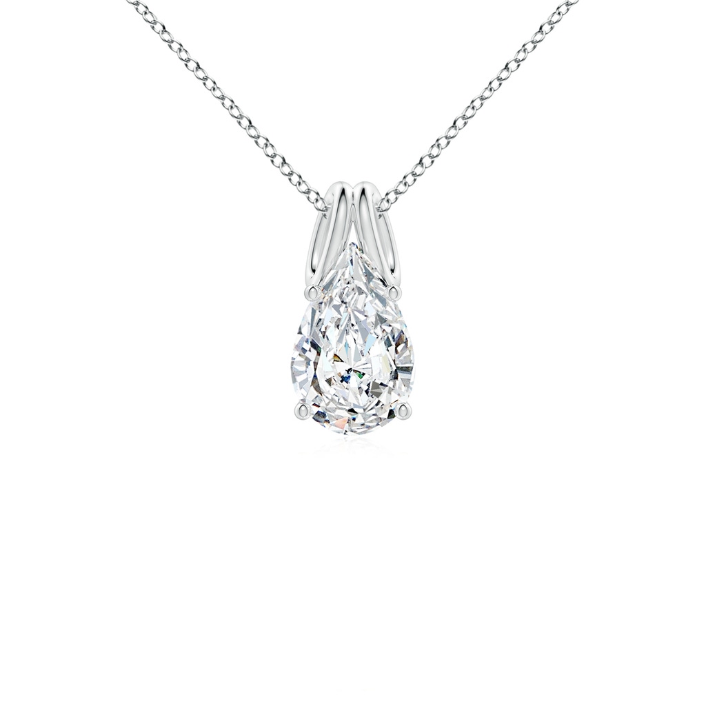 9x5.5mm FGVS Lab-Grown Pear-Shaped Diamond Solitaire Pendant in White Gold