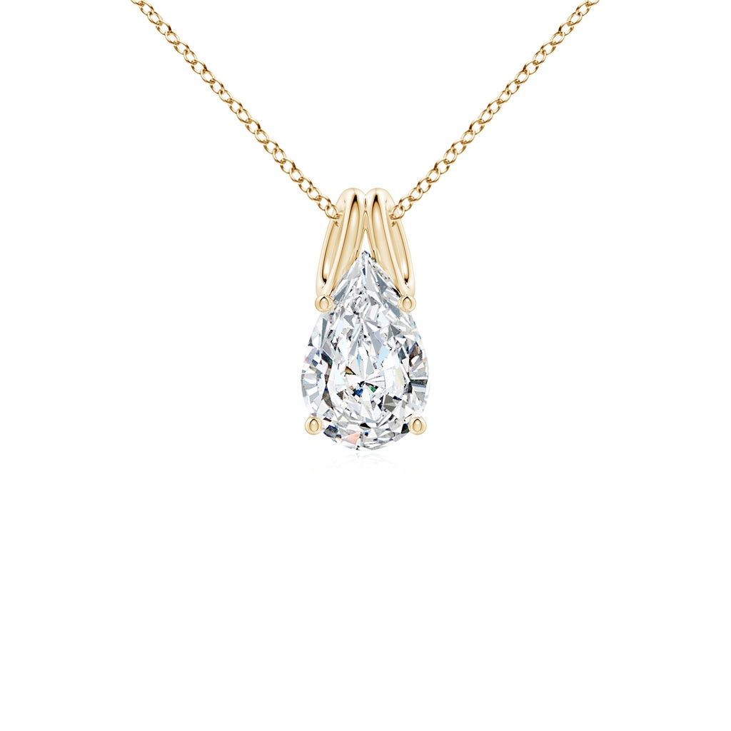 9x5.5mm FGVS Lab-Grown Pear-Shaped Diamond Solitaire Pendant in Yellow Gold