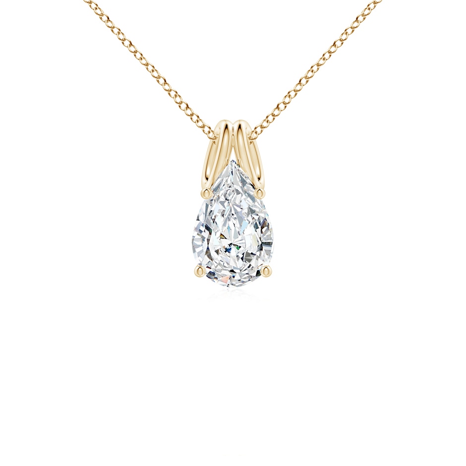 9x5.5mm FGVS Lab-Grown Pear-Shaped Diamond Solitaire Pendant in Yellow Gold 