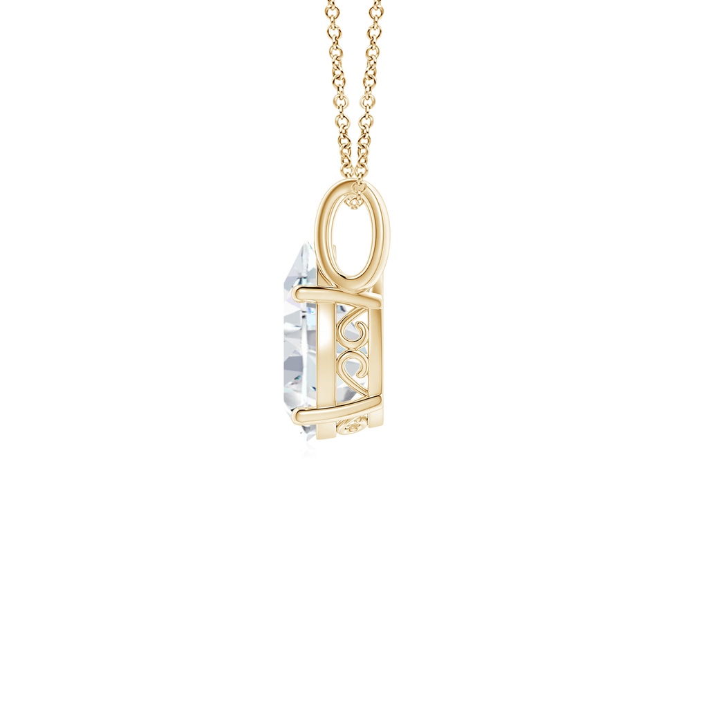 9x5.5mm FGVS Lab-Grown Pear-Shaped Diamond Solitaire Pendant in Yellow Gold - side 199