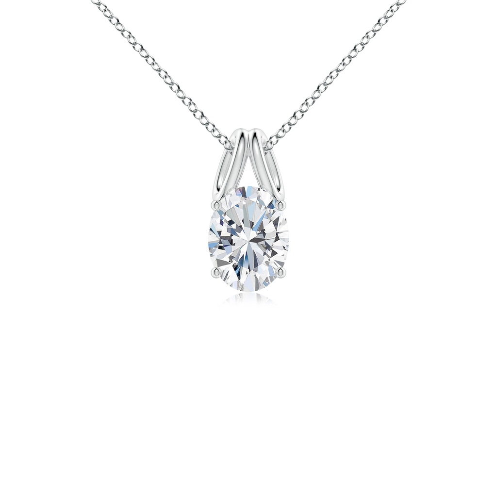 7.7x5.7mm FGVS Lab-Grown Oval Diamond Solitaire Pendant in White Gold