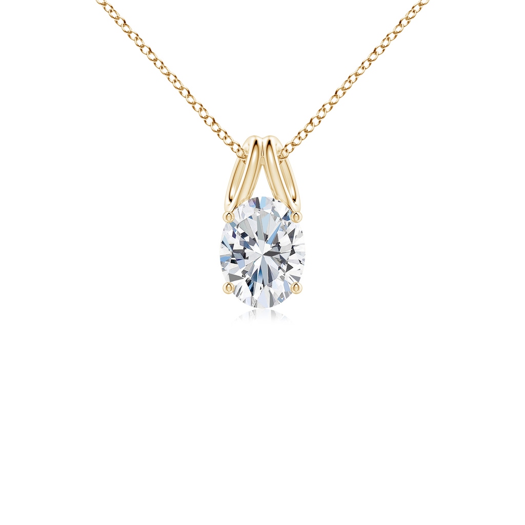 7.7x5.7mm FGVS Lab-Grown Oval Diamond Solitaire Pendant in Yellow Gold