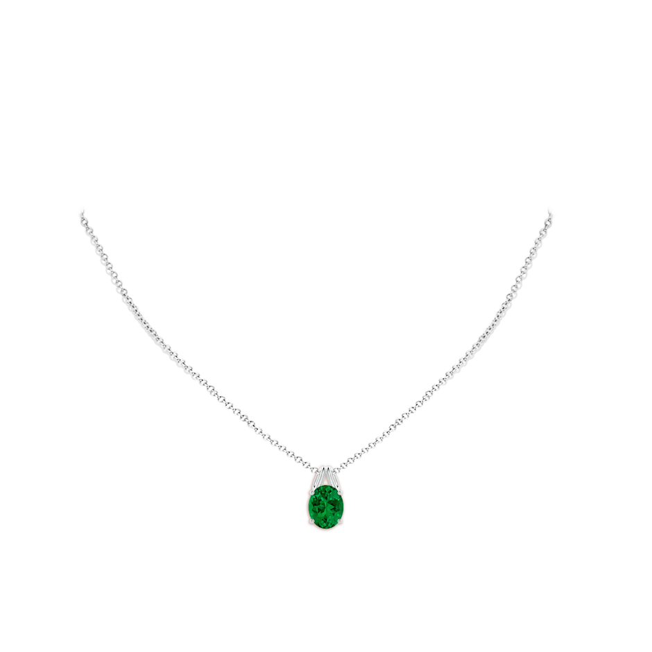 10x8mm Labgrown Lab-Grown Oval Emerald Solitaire Pendant in White Gold pen