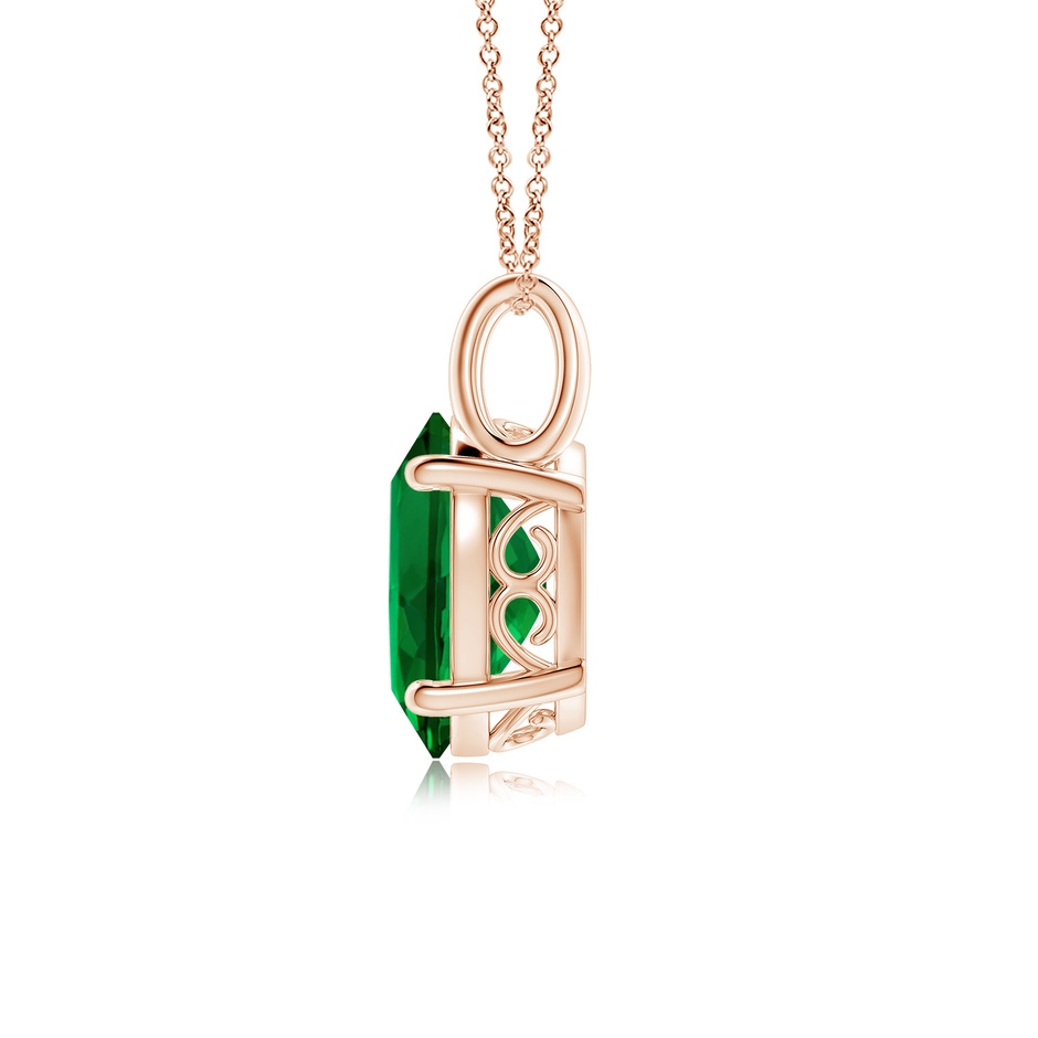 12x10mm Labgrown Oval Lab-Grown Emerald Solitaire Pendant in Rose Gold side 199