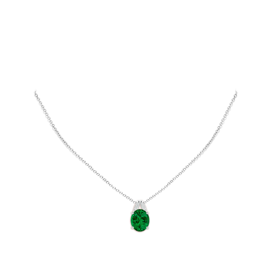 12x10mm Labgrown Oval Lab-Grown Emerald Solitaire Pendant in White Gold pen