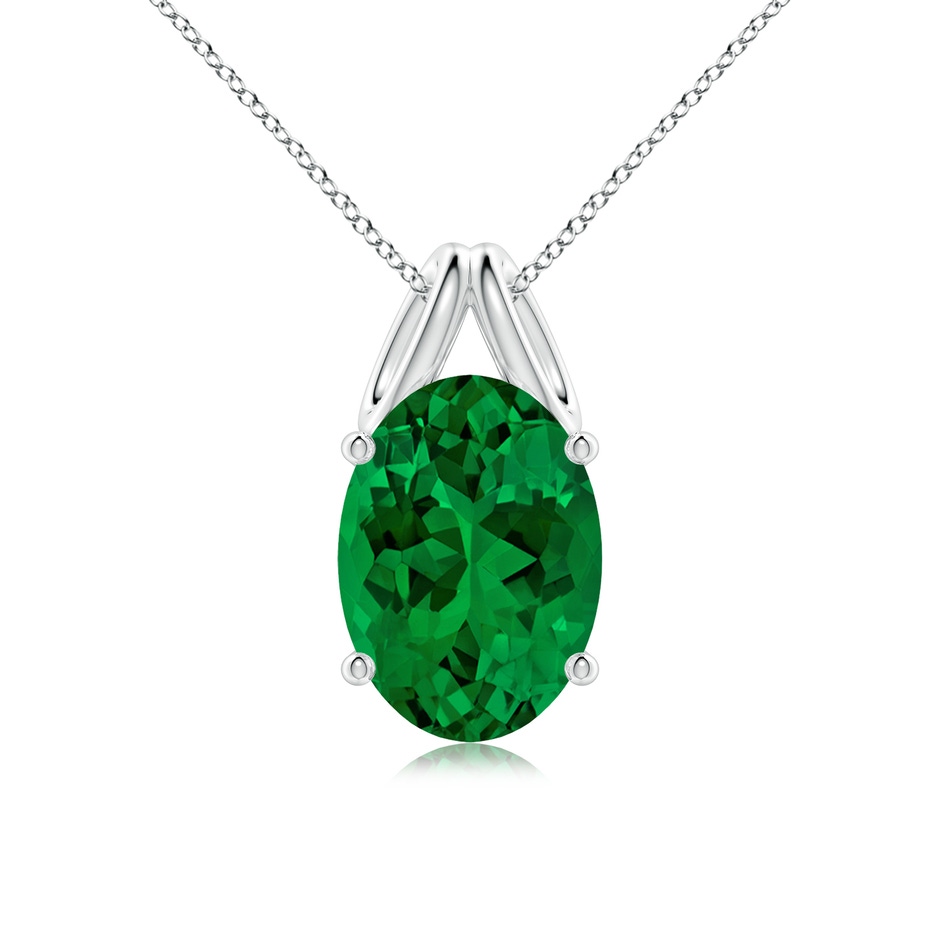 14x10mm Labgrown Oval Lab-Grown Emerald Solitaire Pendant in P950 Platinum 