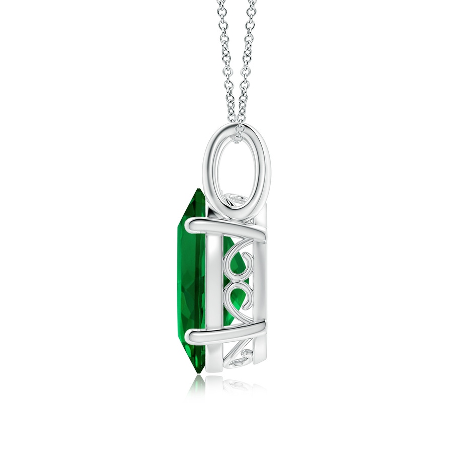 14x10mm Labgrown Oval Lab-Grown Emerald Solitaire Pendant in P950 Platinum side 199