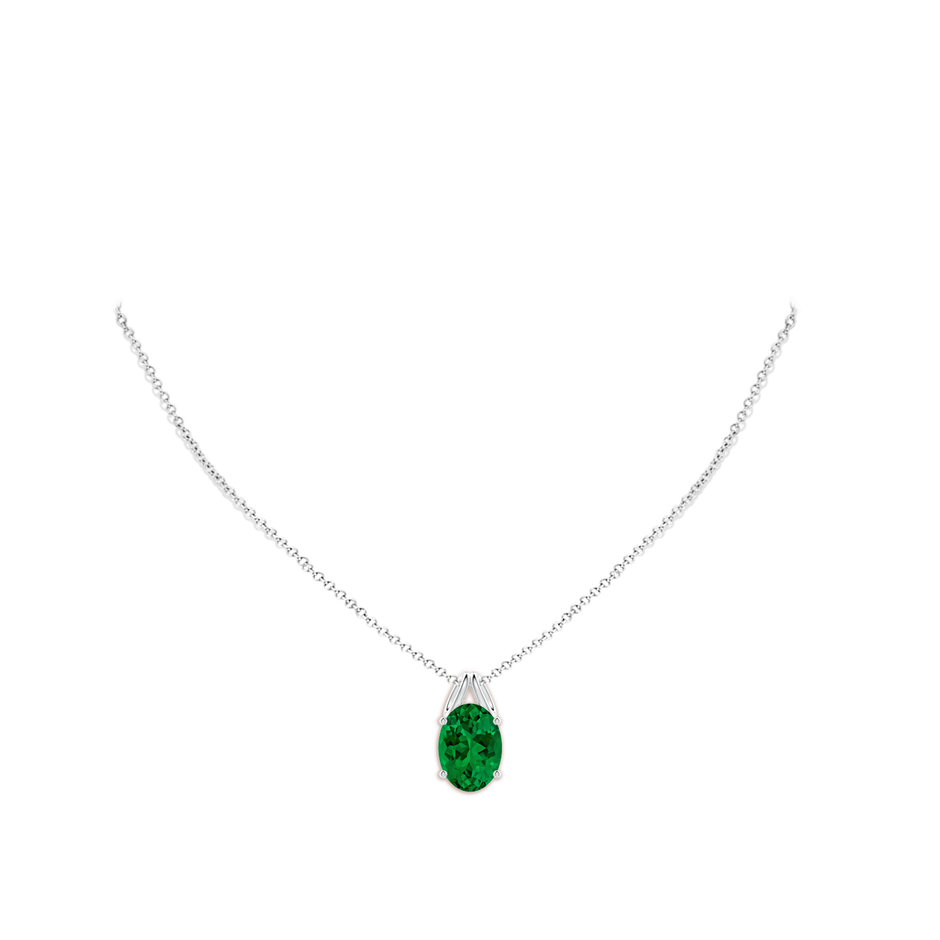 14x10mm Labgrown Oval Lab-Grown Emerald Solitaire Pendant in P950 Platinum pen